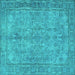 Square Persian Turquoise Traditional Rug, tr4307turq