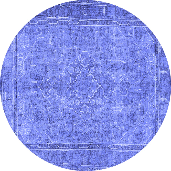Round Persian Blue Traditional Rug, tr4307blu