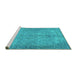 Sideview of Machine Washable Persian Turquoise Traditional Area Rugs, wshtr4307turq