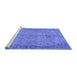 Sideview of Machine Washable Persian Blue Traditional Rug, wshtr4307blu