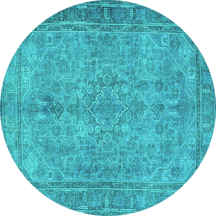 Round Persian Turquoise Traditional Rug, tr4307turq
