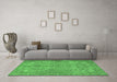 Machine Washable Persian Green Traditional Area Rugs in a Living Room,, wshtr4307grn