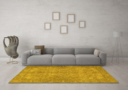 Machine Washable Persian Yellow Traditional Rug in a Living Room, wshtr4307yw