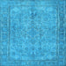 Square Machine Washable Persian Light Blue Traditional Rug, wshtr4307lblu