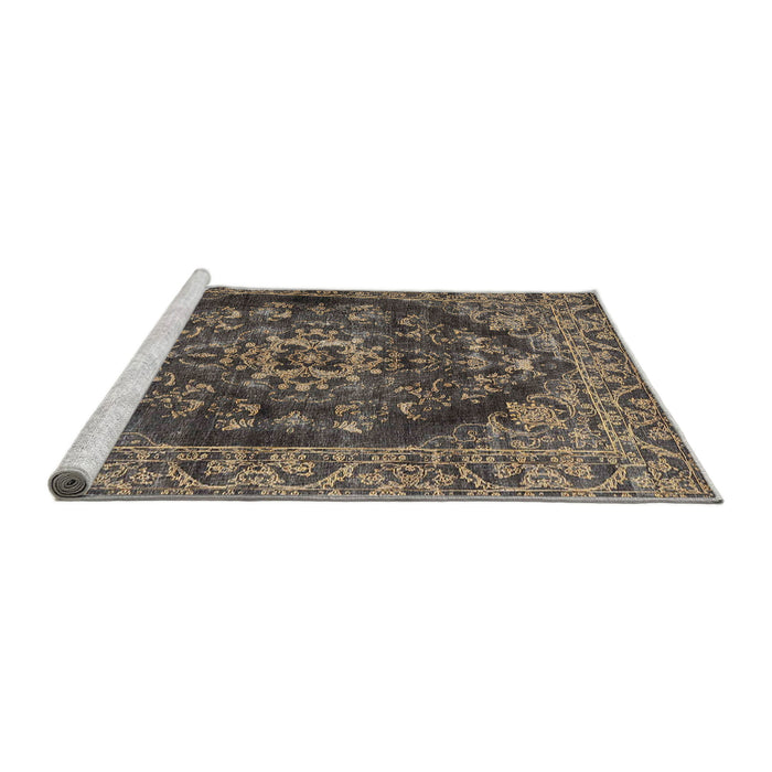 Sideview of Machine Washable Traditional Mocha Brown Rug, wshtr4308