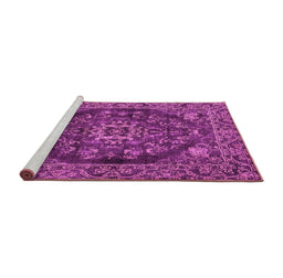 Sideview of Machine Washable Persian Pink Traditional Rug, wshtr4308pnk