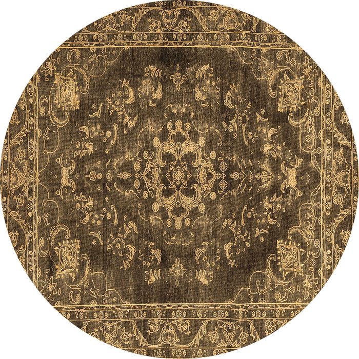 Round Persian Brown Traditional Rug, tr4308brn
