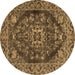 Round Persian Brown Traditional Rug, tr4308brn