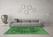 Machine Washable Persian Emerald Green Traditional Area Rugs in a Living Room,, wshtr4308emgrn