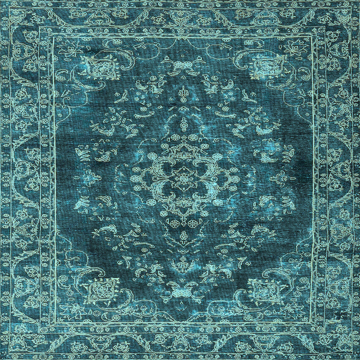 Square Machine Washable Persian Light Blue Traditional Rug, wshtr4308lblu