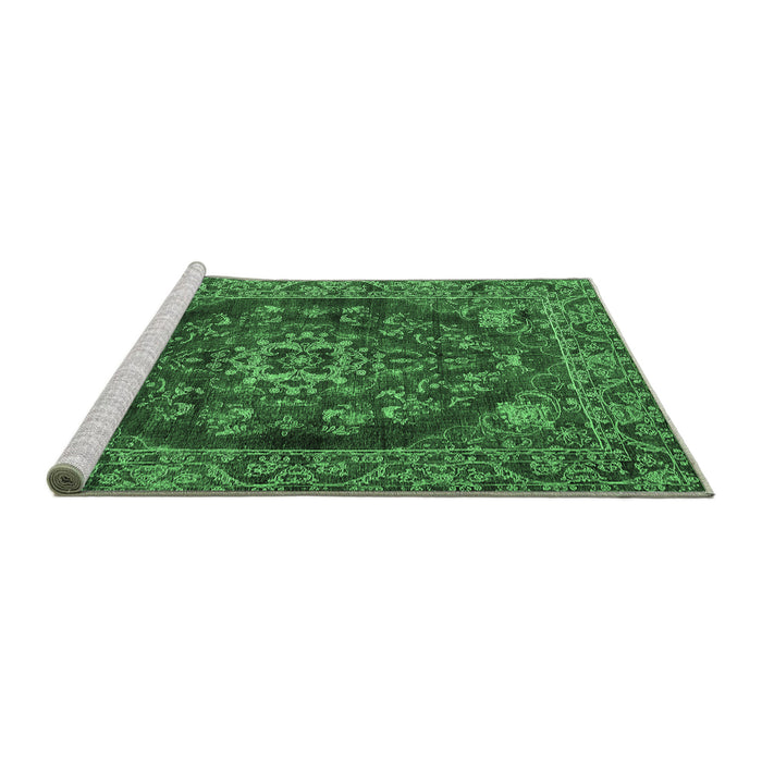 Sideview of Machine Washable Persian Emerald Green Traditional Area Rugs, wshtr4308emgrn