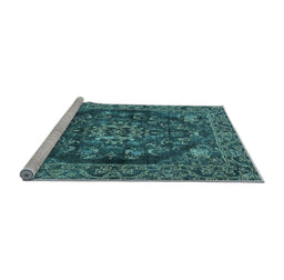 Sideview of Machine Washable Persian Light Blue Traditional Rug, wshtr4308lblu
