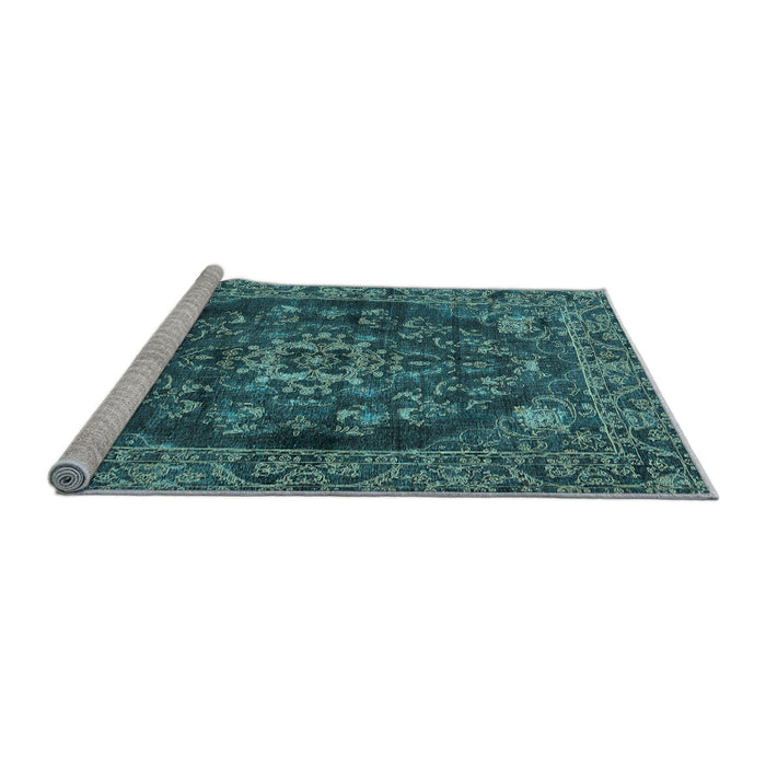 Sideview of Machine Washable Persian Light Blue Traditional Rug, wshtr4308lblu