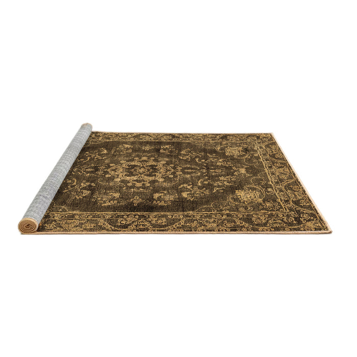 Sideview of Machine Washable Persian Brown Traditional Rug, wshtr4308brn