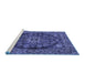 Sideview of Machine Washable Persian Blue Traditional Rug, wshtr4308blu