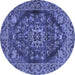 Round Persian Blue Traditional Rug, tr4308blu