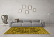 Machine Washable Persian Yellow Traditional Rug in a Living Room, wshtr4308yw