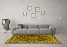 Machine Washable Persian Yellow Traditional Rug in a Living Room, wshtr4308yw