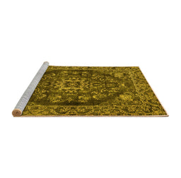 Sideview of Machine Washable Persian Yellow Traditional Rug, wshtr4308yw