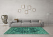 Machine Washable Persian Turquoise Traditional Area Rugs in a Living Room,, wshtr4308turq