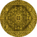 Round Persian Yellow Traditional Rug, tr4308yw