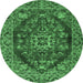 Round Persian Emerald Green Traditional Rug, tr4308emgrn