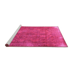 Sideview of Machine Washable Persian Pink Traditional Rug, wshtr4309pnk