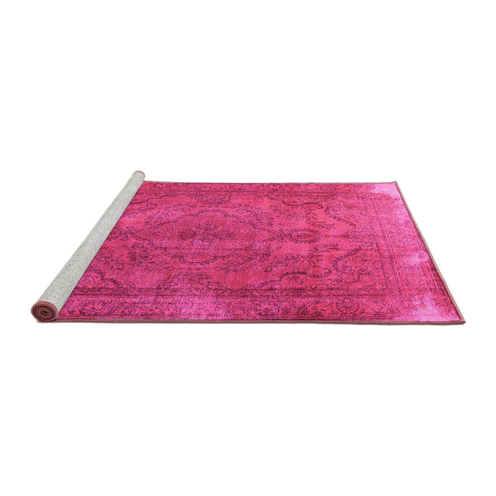 Sideview of Machine Washable Persian Pink Traditional Rug, wshtr4309pnk
