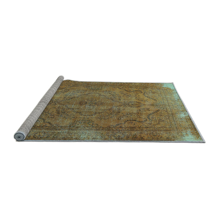 Sideview of Machine Washable Persian Light Blue Traditional Rug, wshtr4309lblu