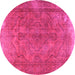 Round Persian Pink Traditional Rug, tr4309pnk