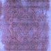 Square Machine Washable Persian Blue Traditional Rug, wshtr4309blu