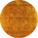 Round Persian Yellow Traditional Rug, tr4309yw