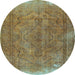 Round Persian Light Blue Traditional Rug, tr4309lblu