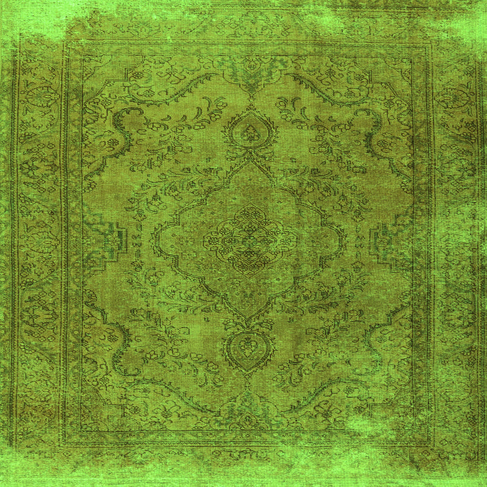 Round Machine Washable Persian Green Traditional Area Rugs, wshtr4309grn