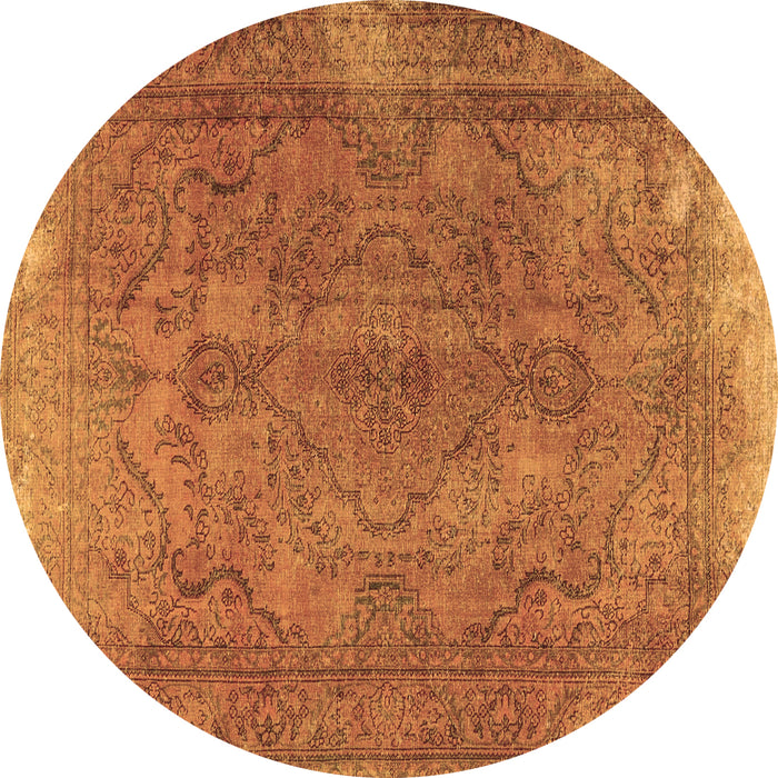 Round Machine Washable Persian Brown Traditional Rug, wshtr4309brn