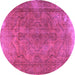 Round Machine Washable Persian Purple Traditional Area Rugs, wshtr4309pur