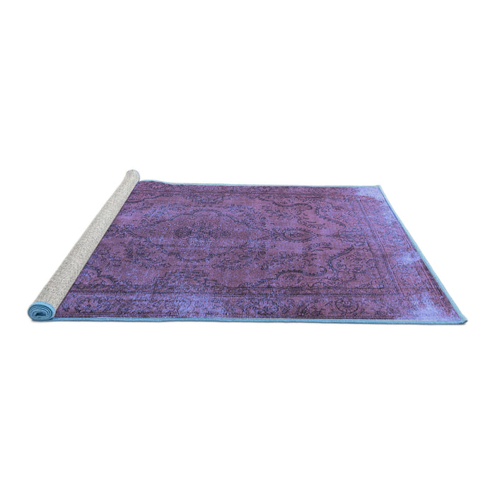 Sideview of Machine Washable Persian Blue Traditional Rug, wshtr4309blu