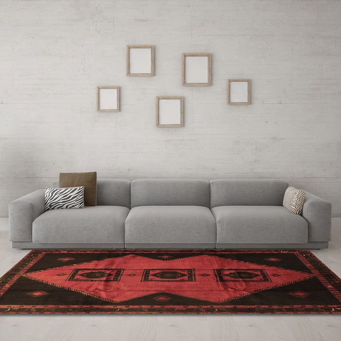 Machine Washable Persian Brown Traditional Rug in a Living Room,, wshtr430brn