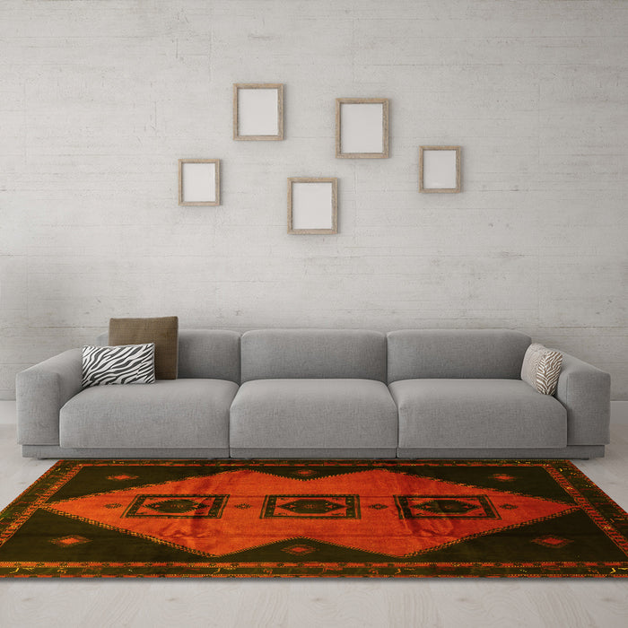 Machine Washable Persian Yellow Traditional Rug in a Living Room, wshtr430yw