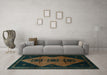 Machine Washable Persian Turquoise Traditional Area Rugs in a Living Room,, wshtr430turq