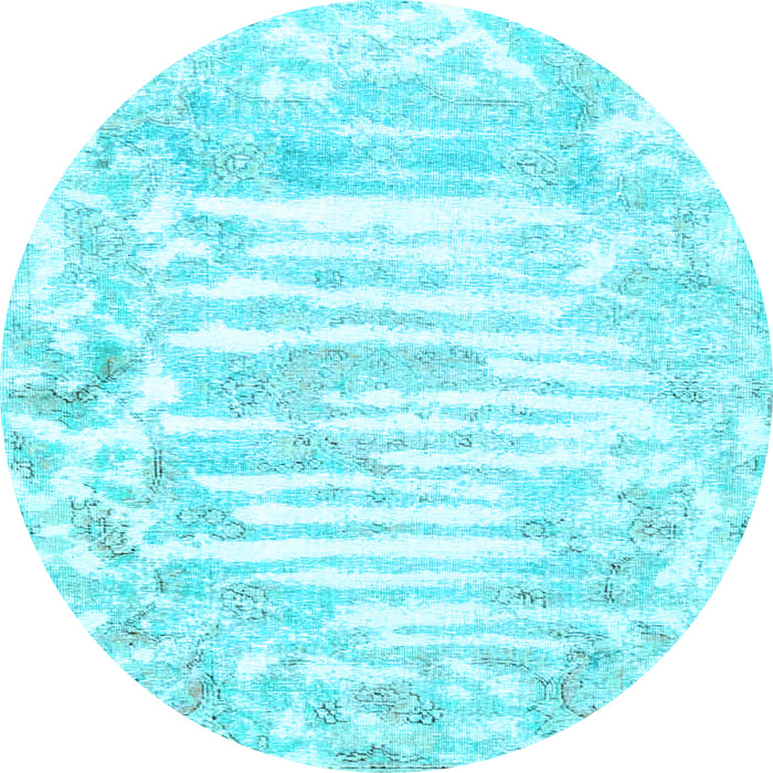 Round Machine Washable Persian Light Blue Traditional Rug, wshtr4310lblu