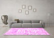 Machine Washable Persian Pink Traditional Rug in a Living Room, wshtr4310pnk