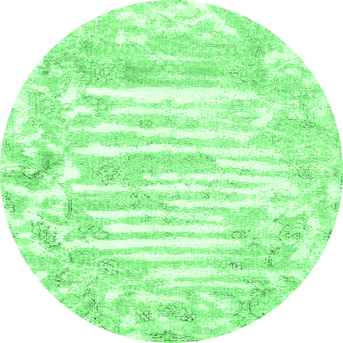 Round Persian Emerald Green Traditional Rug, tr4310emgrn