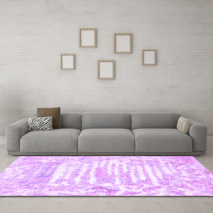 Machine Washable Persian Purple Traditional Area Rugs in a Living Room, wshtr4310pur