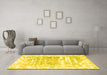 Machine Washable Persian Yellow Bohemian Rug in a Living Room, wshtr4311yw