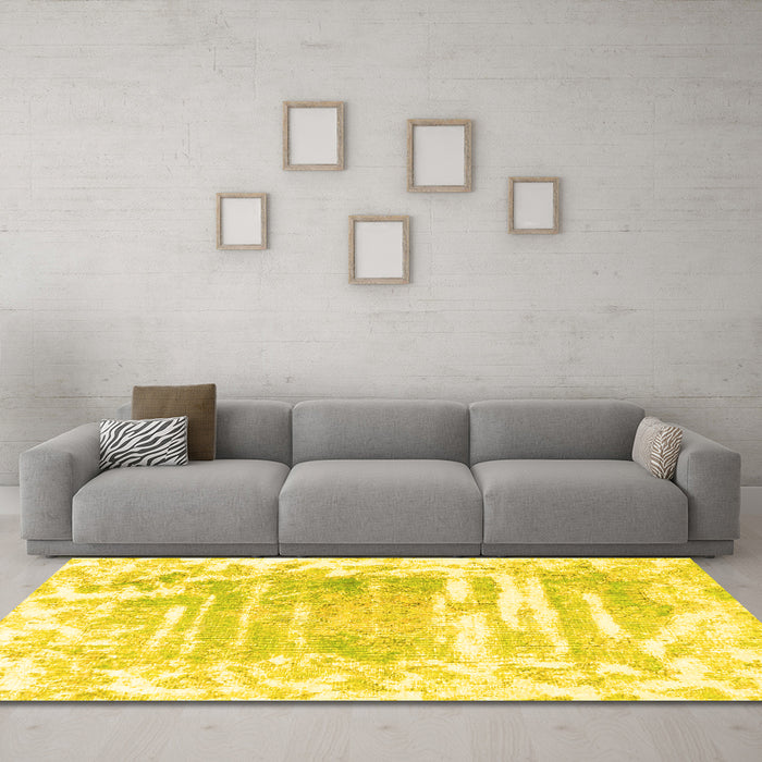 Machine Washable Persian Yellow Bohemian Rug in a Living Room, wshtr4311yw
