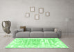 Machine Washable Persian Emerald Green Bohemian Area Rugs in a Living Room,, wshtr4311emgrn