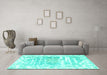 Machine Washable Persian Turquoise Bohemian Area Rugs in a Living Room,, wshtr4311turq