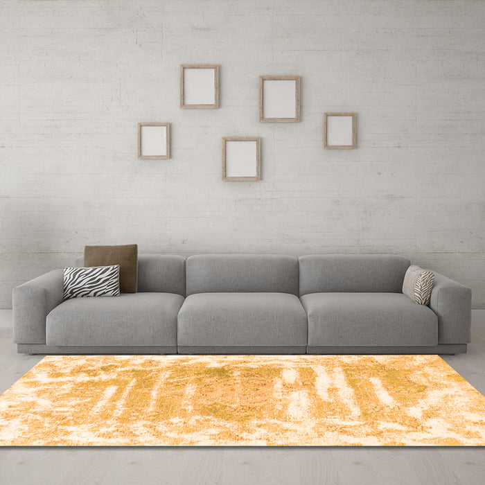 Machine Washable Persian Orange Bohemian Area Rugs in a Living Room, wshtr4311org