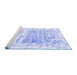 Sideview of Machine Washable Persian Blue Bohemian Rug, wshtr4311blu